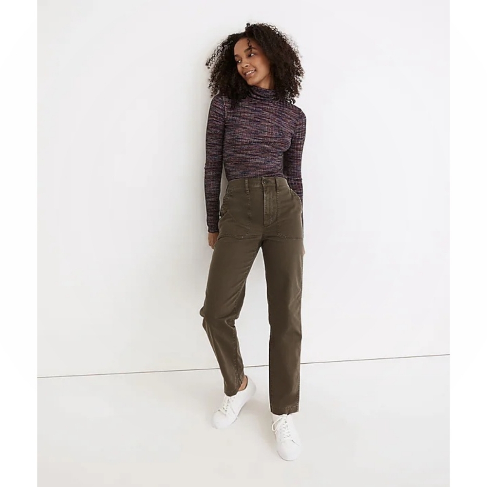 Roots Utility Pants French Terry Patch Pocket Ankle Length Size 8